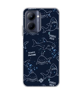 Funda para [ Realme C33 ] Dibujo Auténtico [ Sharks Area ] de Silicona Flexible para Smartphone