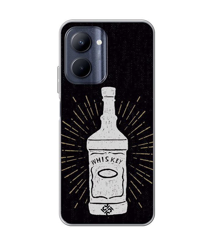 Funda para [ Realme C33 ] Dibujo Auténtico [ Whiskey ] de Silicona Flexible para Smartphone