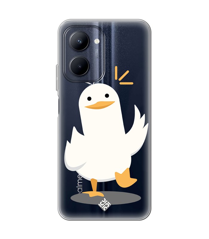 Funda para [ Realme C33 ] Dibujo Auténtico [ Pato Caminando ] de Silicona Flexible para Smartphone