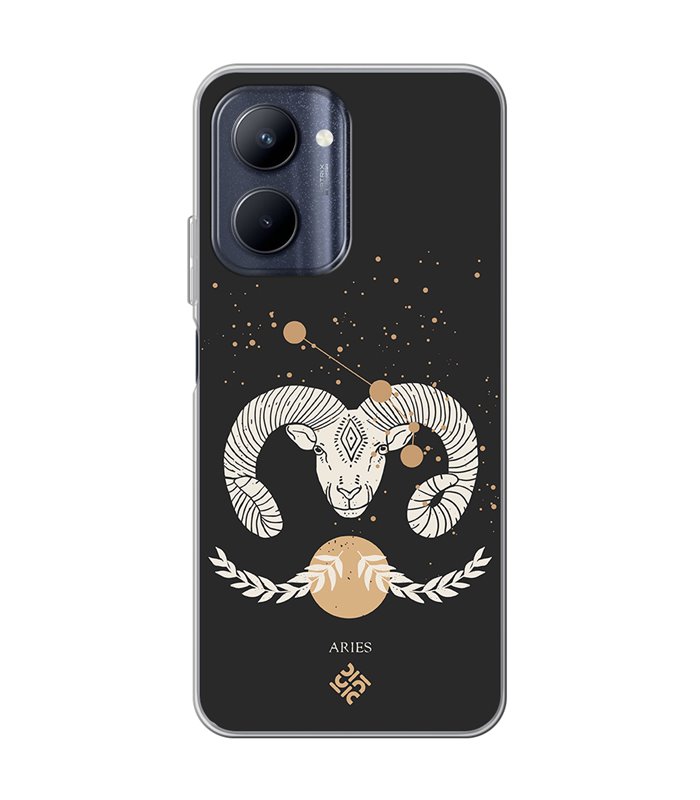 Funda para [ Realme C33 ] Dibujo Zodiaco [ Signo Zodiacal - Aries ] de Silicona Flexible para Smartphone