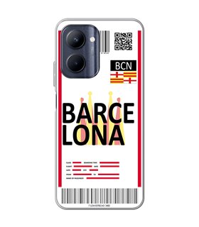 Funda para [ Realme C33 ] Billete de Avión [ Barcelona ] de Silicona Flexible para Smartphone