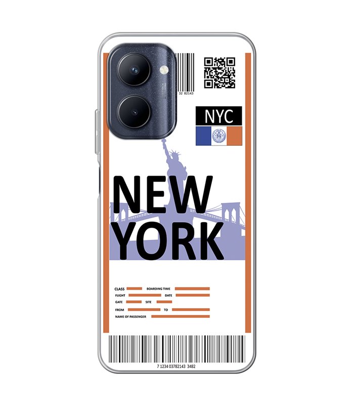 Funda para [ Realme C33 ] Billete de Avión [ New York ] de Silicona Flexible para Smartphone
