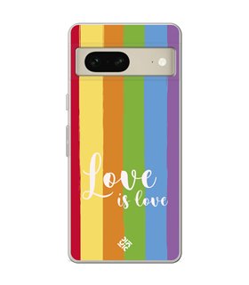 Funda para [ Google Pixel 7 ] Dibujo Auténtico [ Love is Love - Arcoiris ] de Silicona Flexible