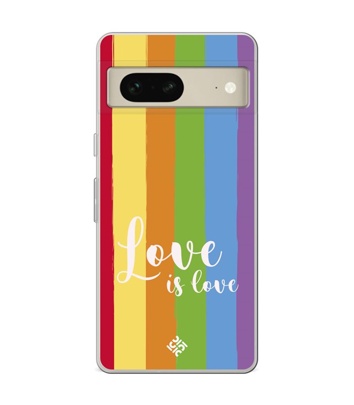 Funda para [ Google Pixel 7 ] Dibujo Auténtico [ Love is Love - Arcoiris ] de Silicona Flexible