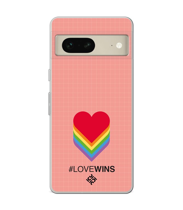 Funda para [ Google Pixel 7 ] Dibujo Auténtico [ Corazones - Love Wins ] de Silicona Flexible para Smartphone