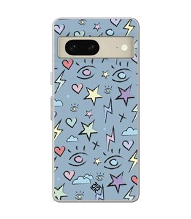 Funda para [ Google Pixel 7 ] Dibujo Auténtico [ Tormenta de Ojos ] de Silicona Flexible para Smartphone