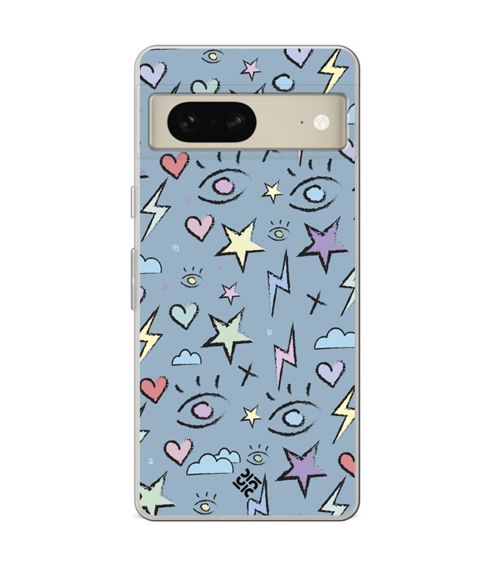 Funda para [ Google Pixel 7 ] Dibujo Auténtico [ Tormenta de Ojos ] de Silicona Flexible para Smartphone