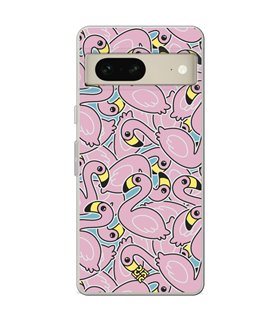 Funda para [ Google Pixel 7 ] Dibujo Cute [ Pegatinas Flamenco ] de Silicona Flexible para Smartphone