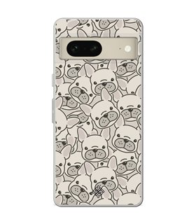 Funda para [ Google Pixel 7 ] Dibujo Cute [ Pegatinas Perrito Bulldog Frances ] de Silicona Flexible