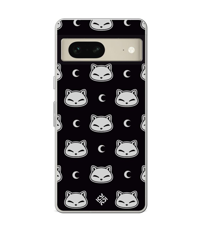 Funda para [ Google Pixel 7 ] Dibujo Cute [ Gato Negro Lunar ] de Silicona Flexible para Smartphone