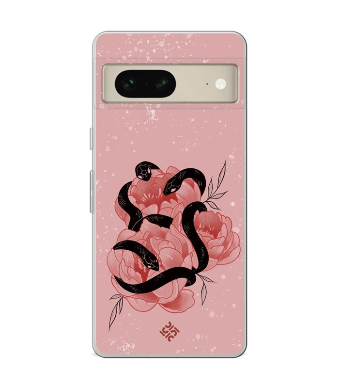 Funda para [ Google Pixel 7 ] Dibujo Esotérico [ Tentación Floral - Rosas con Serpientes ] de Silicona Flexible