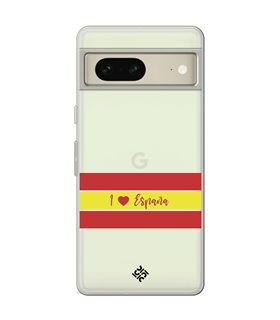 Funda para [ Google Pixel 7 ] Dibujo Auténtico [ I Love España ] de Silicona Flexible para Smartphone