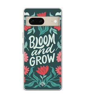 Funda para [ Google Pixel 7 ] Dibujo Frases Guays [ Flores Bloom and Grow ] de Silicona Flexible para Smartphone