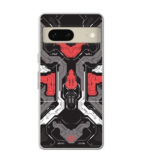 Funda para [ Google Pixel 7 ] Dibujo Gamers [ Cyberpunk Rojo y Grises ] de Silicona Flexible para Smartphone