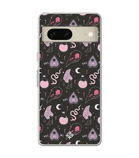 Funda para [ Google Pixel 7 ] Dibujo Gotico [ Diseño Brujería en Tonos Pastel y Fondo Negro ] de Silicona