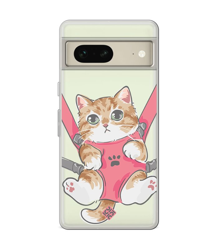 Funda para [ Google Pixel 7 ] Dibujo Mascotas [ Gatito Colgante ] de Silicona Flexible