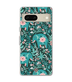 Funda para [ Google Pixel 7 ] Dibujo Mascotas [ Estampado Elefantes Florales ] de Silicona Flexible para Smartphone 