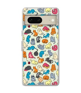 Funda para [ Google Pixel 7 ] Dibujo Mascotas [ Gatos de Varios Colores ] de Silicona Flexible