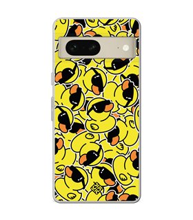 Funda para [ Google Pixel 7 ] Dibujo Mascotas [ Pegatinas Patito Cool ] de Silicona Flexible para Smartphone