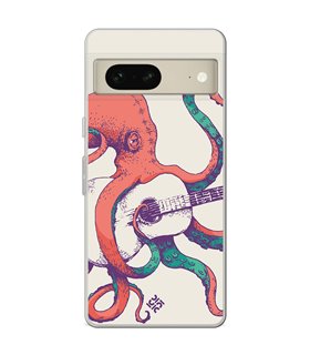 Funda para [ Google Pixel 7 ] Diseño Música [ Pulpo Tocando la Guitarra ] de Silicona Flexible