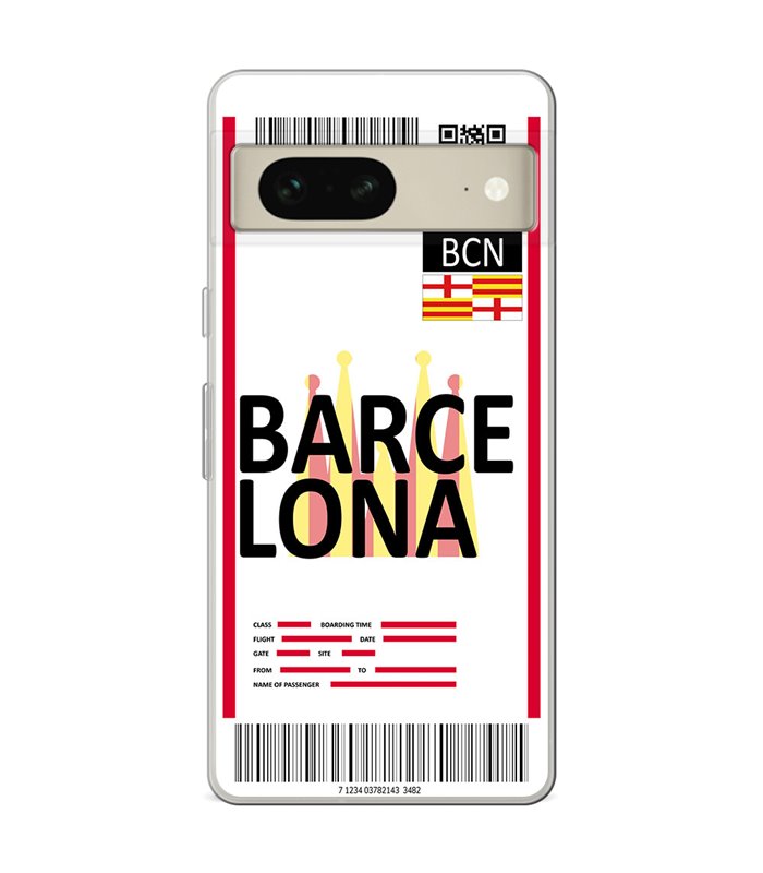 Funda para [ Google Pixel 7 ] Billete de Avión [ Barcelona ] de Silicona Flexible para Smartphone 