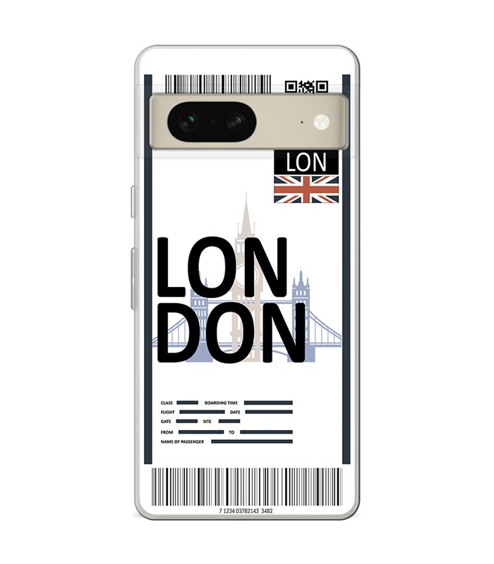 Funda para [ Google Pixel 7 ] Billete de Avión [ London ] de Silicona Flexible para Smartphone 