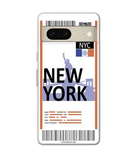 Funda para [ Google Pixel 7 ] Billete de Avión [ New York ] de Silicona Flexible para Smartphone 