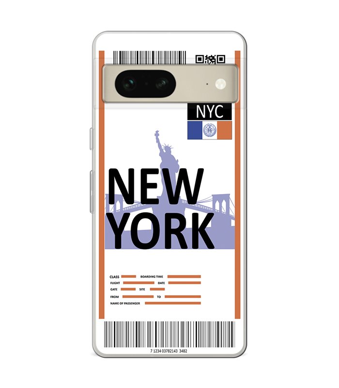 Funda para [ Google Pixel 7 ] Billete de Avión [ New York ] de Silicona Flexible para Smartphone 