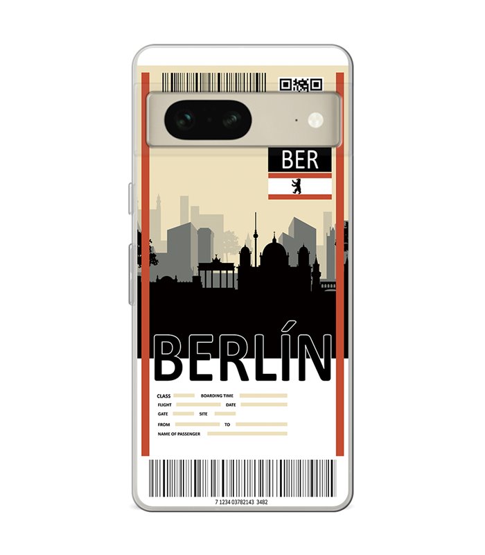 Funda para [ Google Pixel 7 ] Billete de Avión [ Berlín ] de Silicona Flexible para Smartphone 