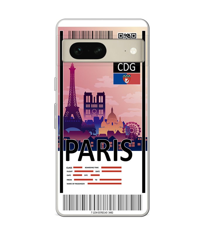 Funda para [ Google Pixel 7 ] Billete de Avión [ París ] de Silicona Flexible para Smartphone 