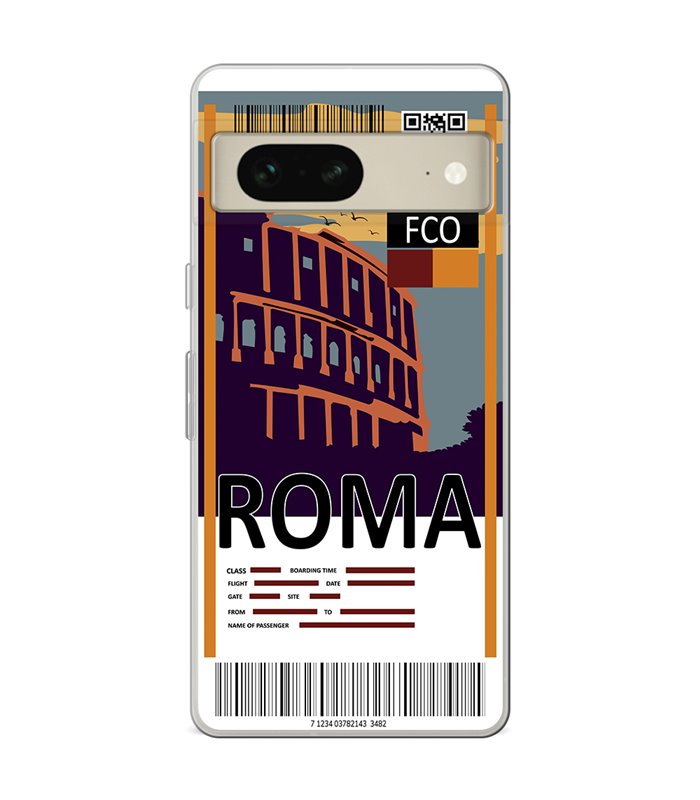 Funda para [ Google Pixel 7 ] Billete de Avión [ Roma ] de Silicona Flexible para Smartphone 