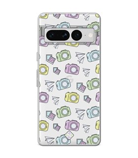 Funda para [ Google Pixel 7 Pro ] Dibujo Auténtico [ Iconos Cámara de fotos ] de Silicona Flexible para Smartphone