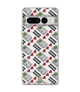 Funda para [ Google Pixel 7 Pro ] Dibujo Auténtico [ Consola Retro - Game Over ] de Silicona Flexible