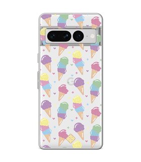 Funda para [ Google Pixel 7 Pro ] Dibujo Auténtico [ Cucurucho de Helados ] de Silicona Flexible para Smartphone