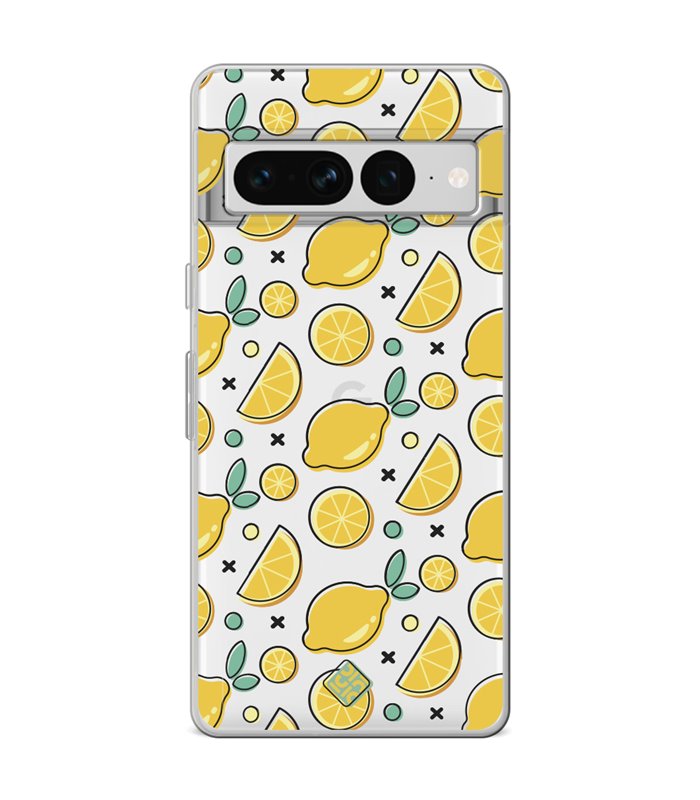 Funda para [ Google Pixel 7 Pro ] Dibujo Auténtico [ Limones ] de Silicona Flexible para Smartphone