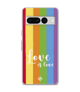 Funda para [ Google Pixel 7 Pro ] Dibujo Auténtico [ Love is Love - Arcoiris ] de Silicona Flexible