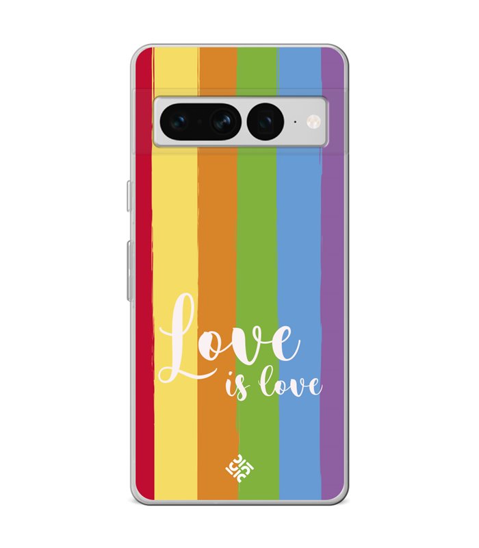 Funda para [ Google Pixel 7 Pro ] Dibujo Auténtico [ Love is Love - Arcoiris ] de Silicona Flexible