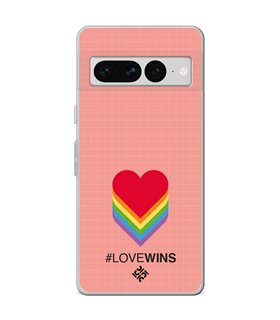 Funda para [ Google Pixel 7 Pro ] Dibujo Auténtico [ Corazones - Love Wins ] de Silicona Flexible para Smartphone