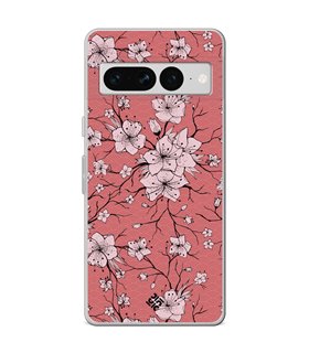 Funda para [ Google Pixel 7 Pro ] Dibujo Botánico [ Flores sakura con patron japones ] de Silicona Flexible