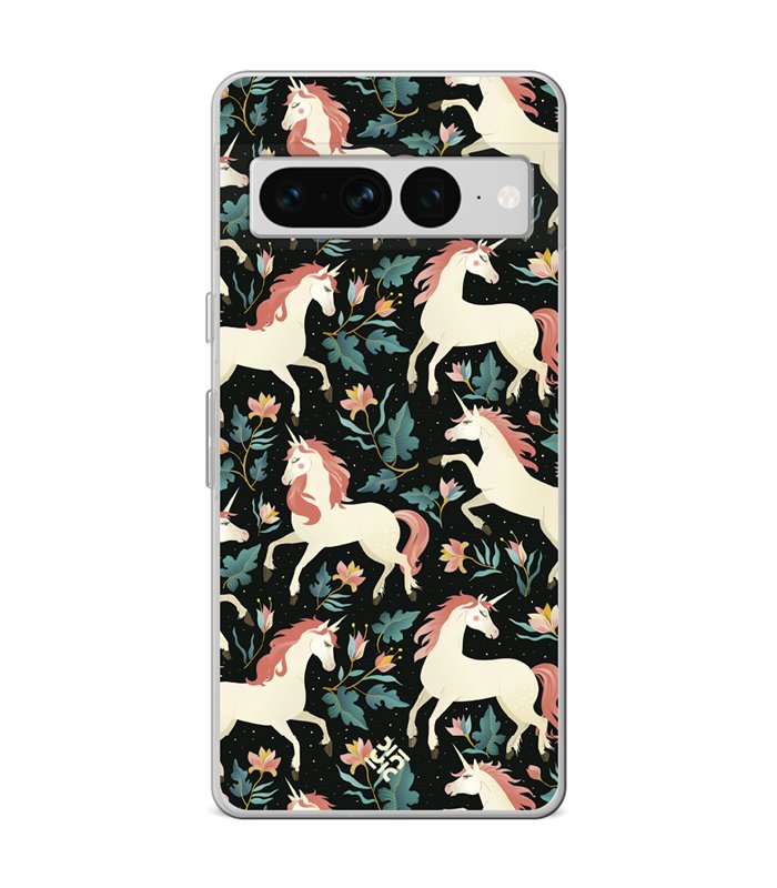 Funda para [ Google Pixel 7 Pro ] Dibujo Cute [ Fantasia de Unicornios ] de Silicona Flexible para Smartphone