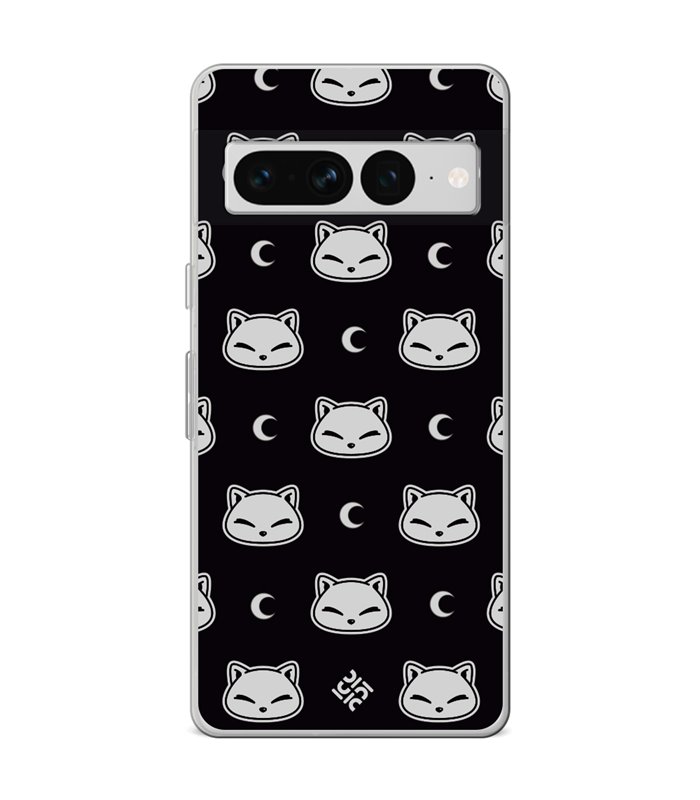 Funda para [ Google Pixel 7 Pro ] Dibujo Cute [ Gato Negro Lunar ] de Silicona Flexible para Smartphone