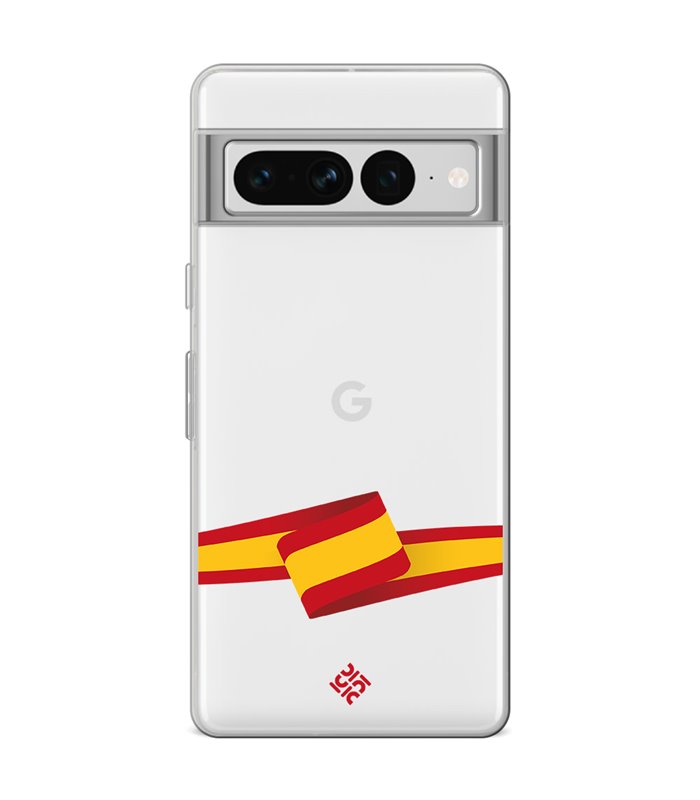 Funda para [ Google Pixel 7 Pro ] Dibujo Auténtico [ Bandera España ] de Silicona Flexible para Smartphone