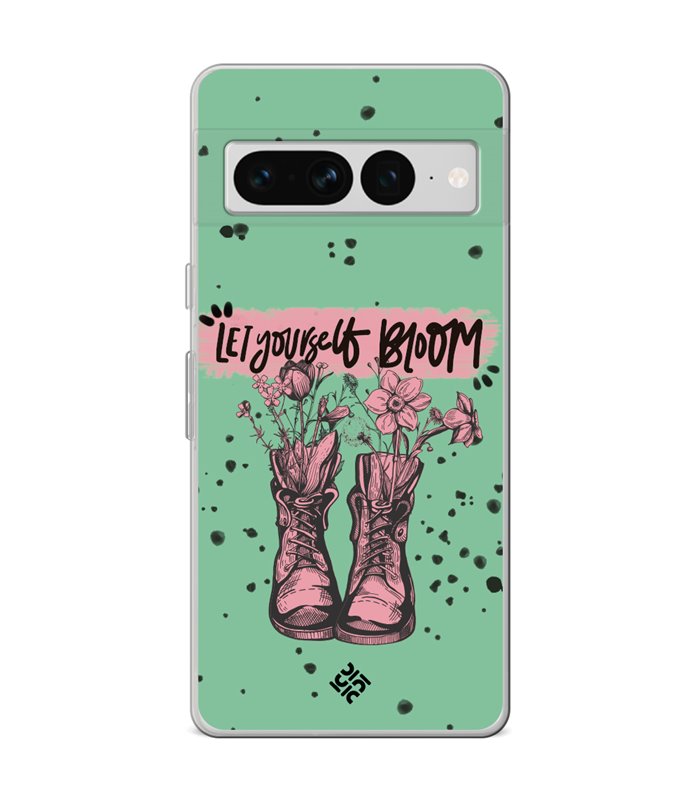 Funda para [ Google Pixel 7 Pro ] Dibujo Frases Guays [ Botas Let Yourself Bloom ] de Silicona Flexible