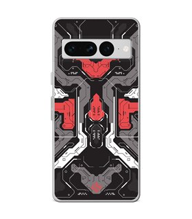 Funda para [ Google Pixel 7 Pro ] Dibujo Gamers [ Cyberpunk Rojo y Grises ] de Silicona Flexible para Smartphone