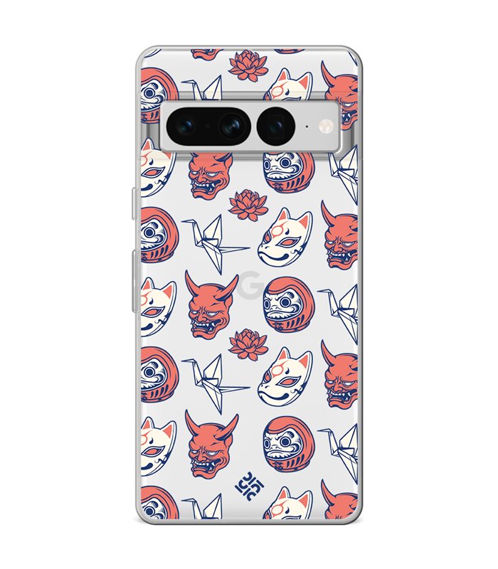 Funda para [ Google Pixel 7 Pro ] Dibujo Japones [ Daruma, Máscara Kitsune y Hannya Japon ] de Silicona