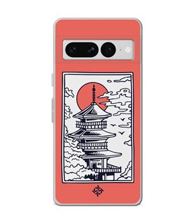 Funda para [ Google Pixel 7 Pro ] Dibujo Japones [ Pagoda con Fondo Transparente Japonesa ] de Silicona Flexible