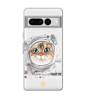 Funda para [ Google Pixel 7 Pro ] Dibujo Mascotas [ Gato Astronauta - Take Me To The Moon ] 
