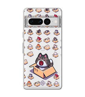 Funda para [ Google Pixel 7 Pro ] Dibujo Mascotas [ Gatos en Cajas ] de Silicona Flexible para Smartphone 