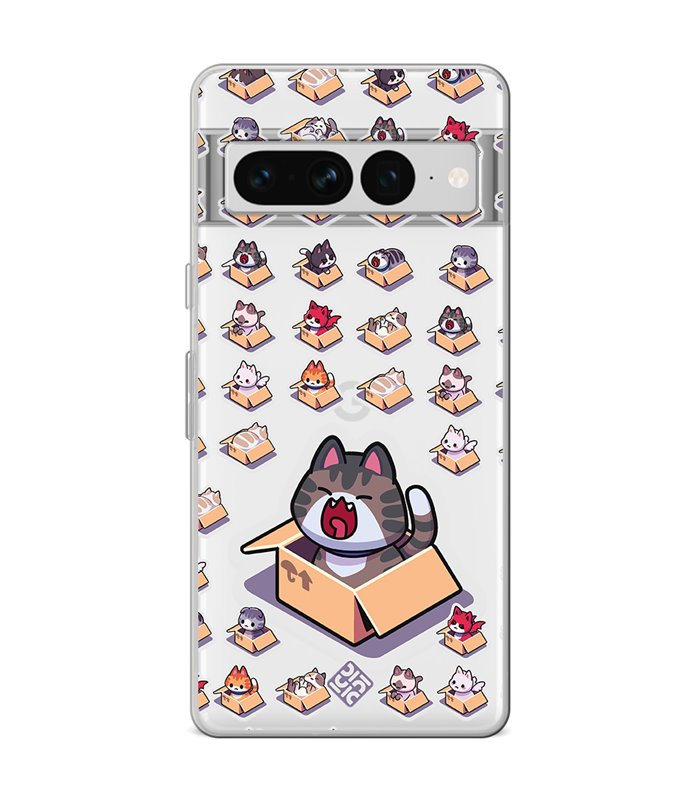 Funda para [ Google Pixel 7 Pro ] Dibujo Mascotas [ Gatos en Cajas ] de Silicona Flexible para Smartphone 