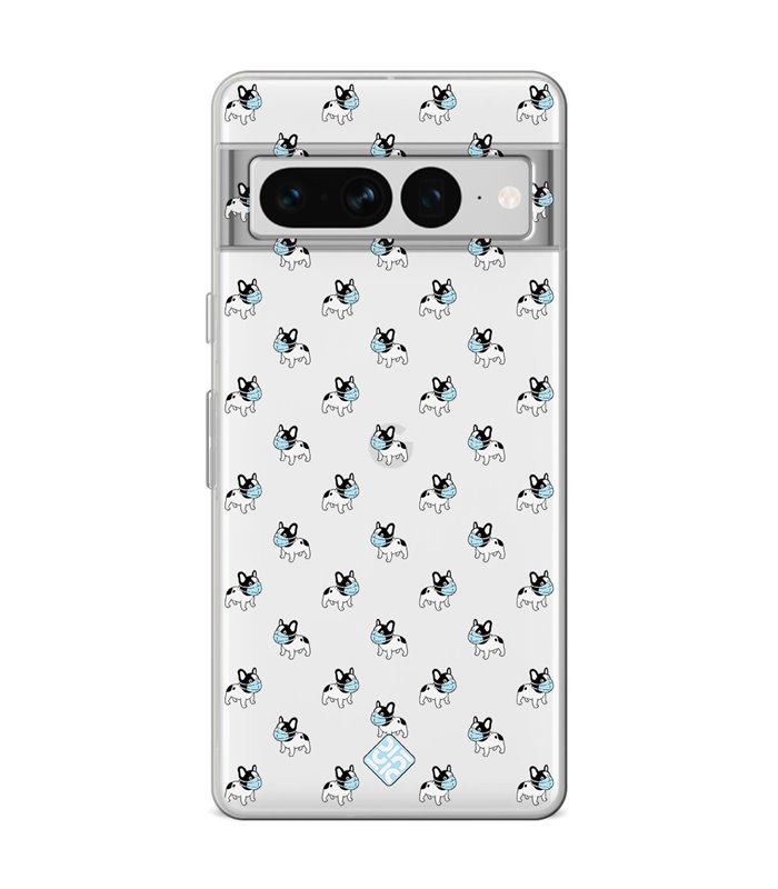 Funda para [ Google Pixel 7 Pro ] Dibujo Mascotas [ Bulldog Frances con Mascarilla ] de Silicona Flexible